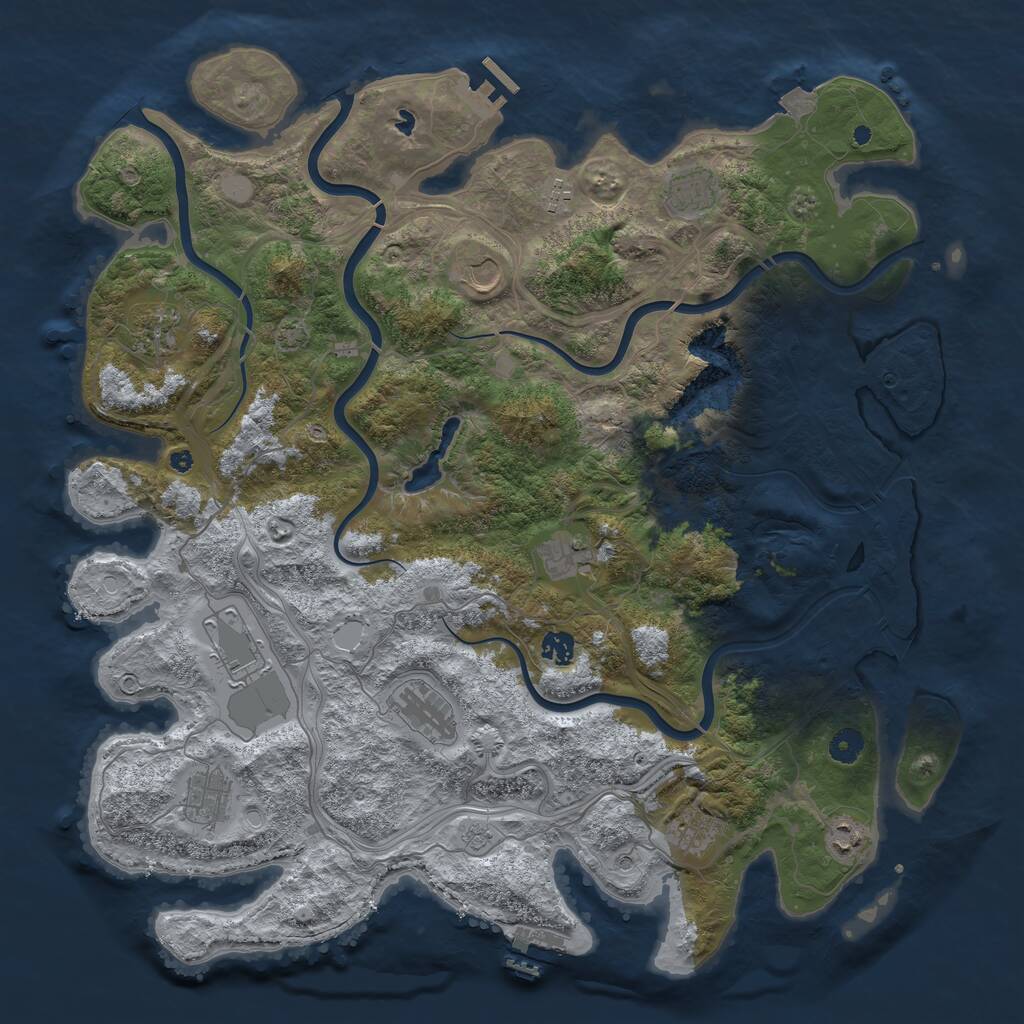 Rust Map: Procedural Map, Size: 4500, Seed: 592587, 17 Monuments