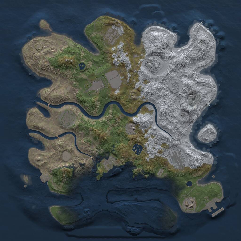 Rust Map: Procedural Map, Size: 3500, Seed: 321321660, 15 Monuments