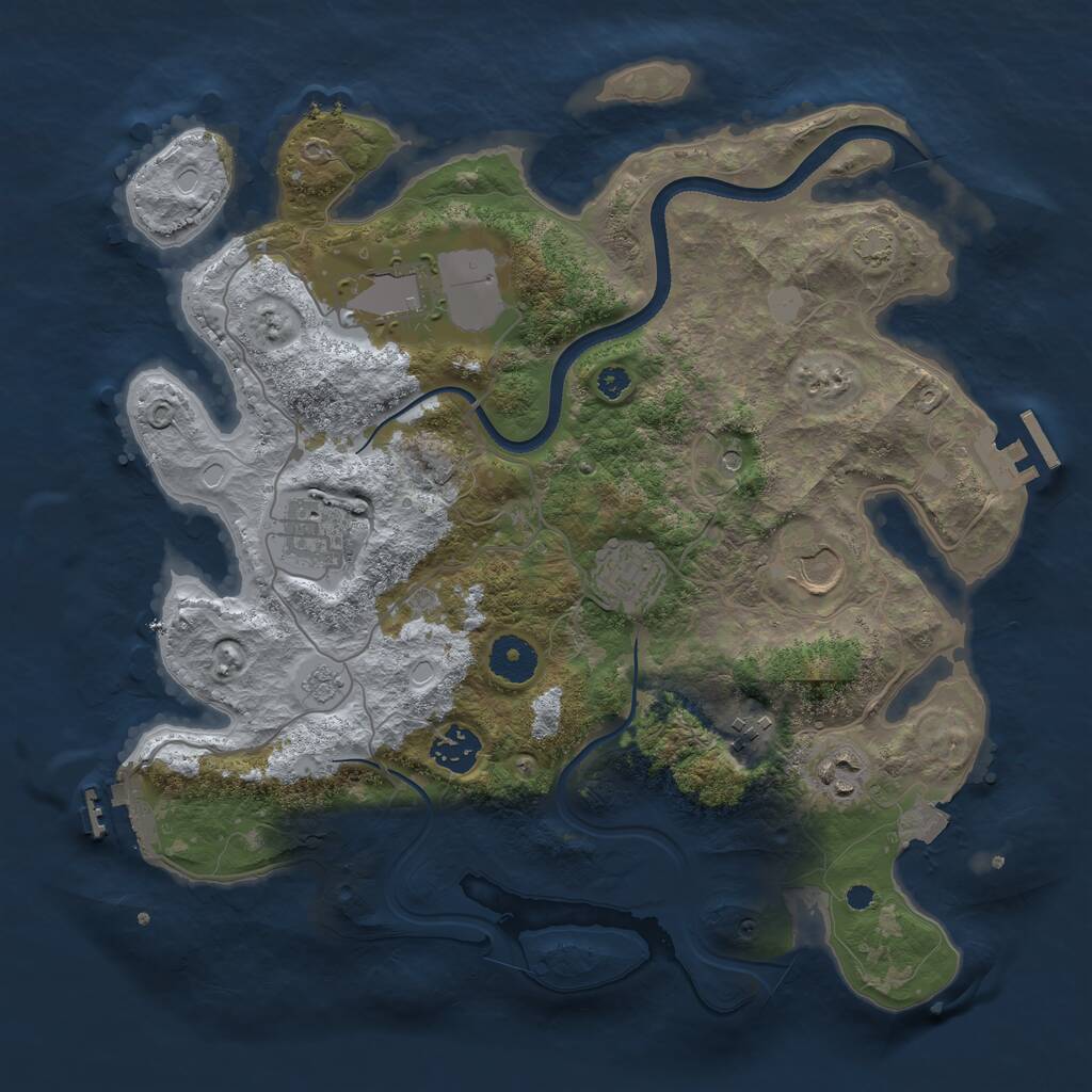 Rust Map: Procedural Map, Size: 3500, Seed: 802960586, 13 Monuments