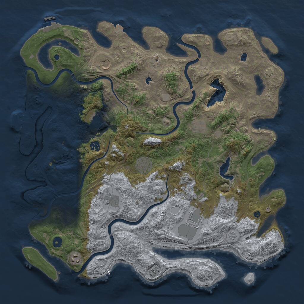 Rust Map: Procedural Map, Size: 4500, Seed: 9889632, 16 Monuments