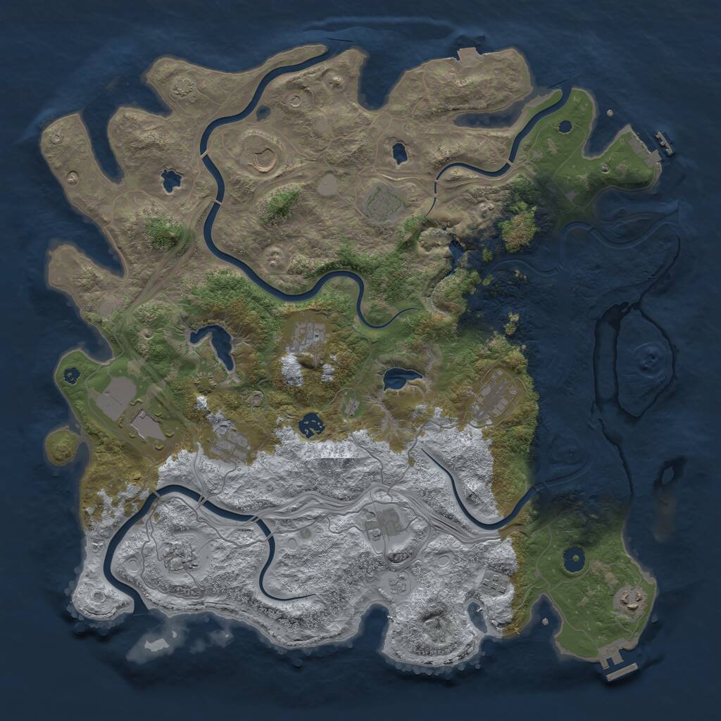 Rust Map: Procedural Map, Size: 4500, Seed: 130409, 17 Monuments