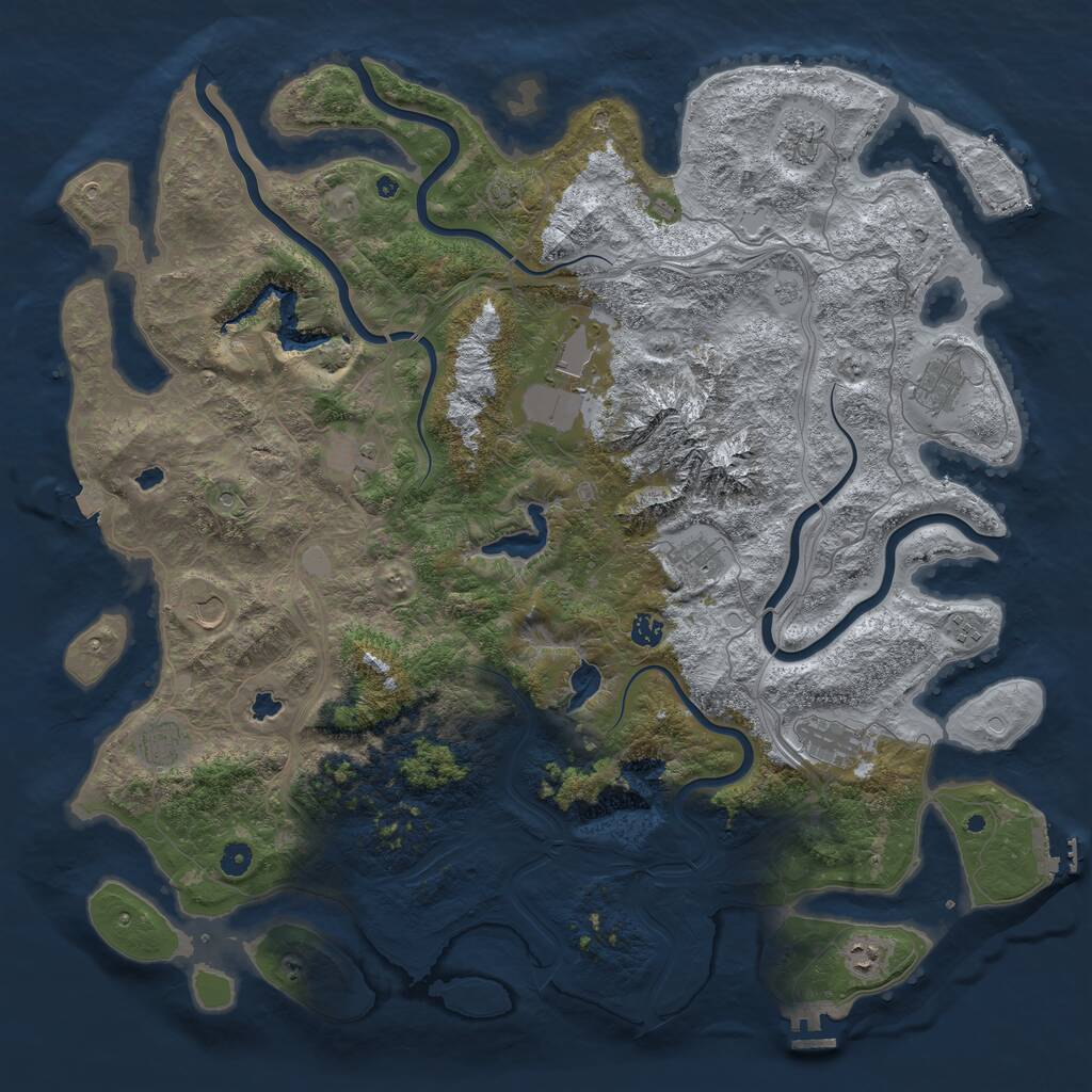 Rust Map: Procedural Map, Size: 5000, Seed: 49110564, 17 Monuments