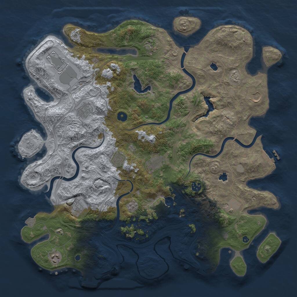 Rust Map: Procedural Map, Size: 4500, Seed: 48091739, 17 Monuments