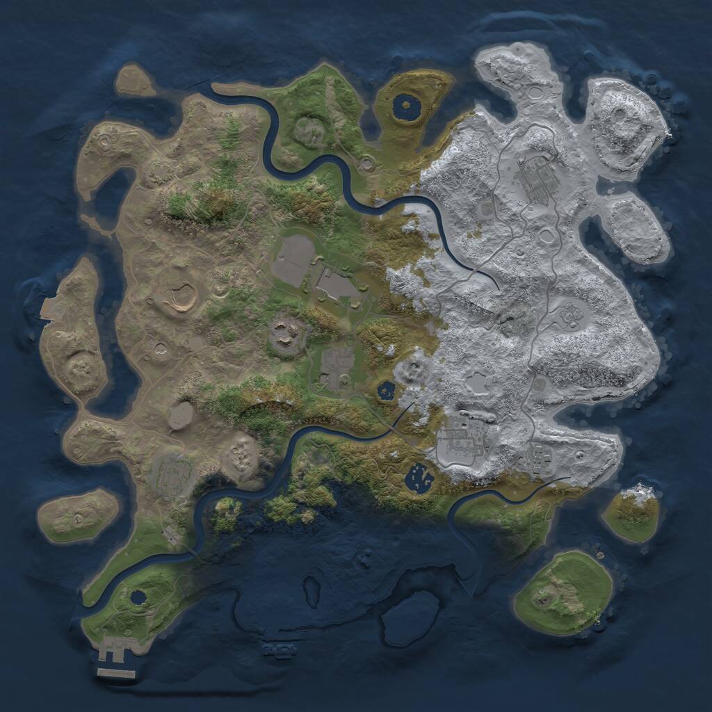 Rust Map: Procedural Map, Size: 3800, Seed: 2091481356, 15 Monuments