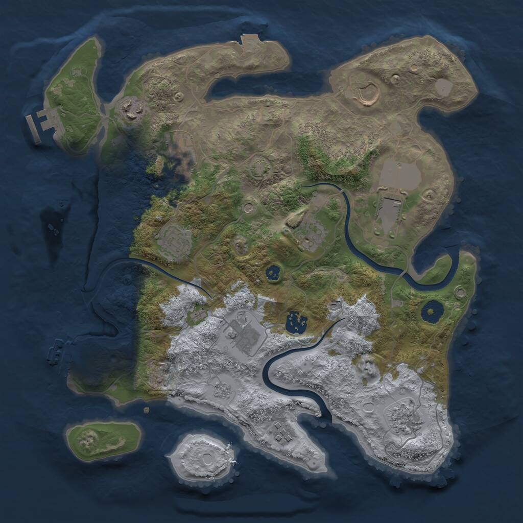 Rust Map: Procedural Map, Size: 3500, Seed: 1288589079, 16 Monuments
