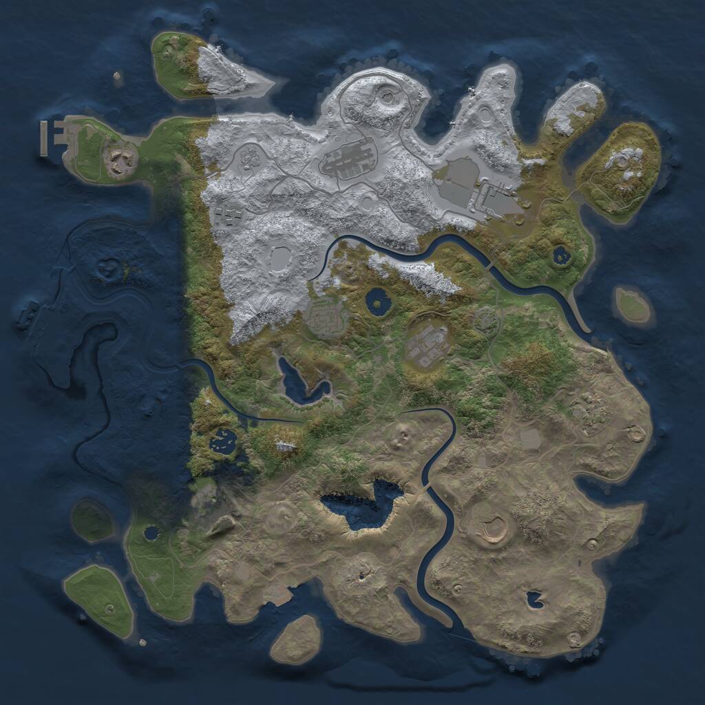 Rust Map: Procedural Map, Size: 4000, Seed: 998214, 16 Monuments