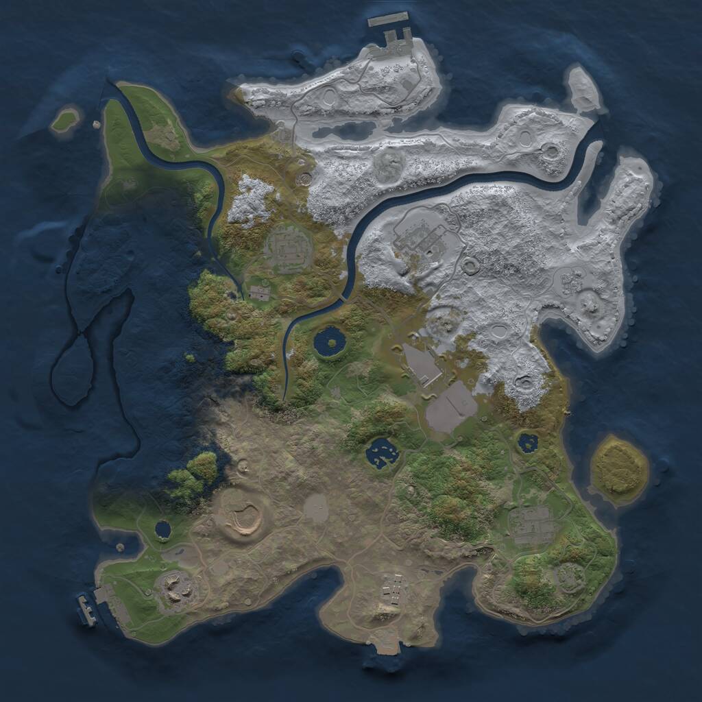 Rust Map: Procedural Map, Size: 3500, Seed: 818856676, 14 Monuments