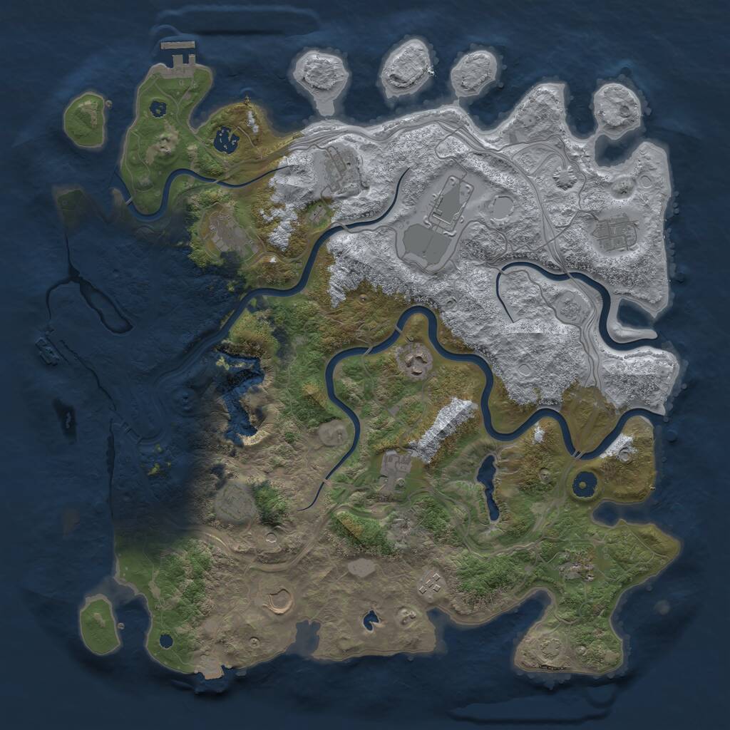 Rust Map: Procedural Map, Size: 4350, Seed: 602720975, 17 Monuments