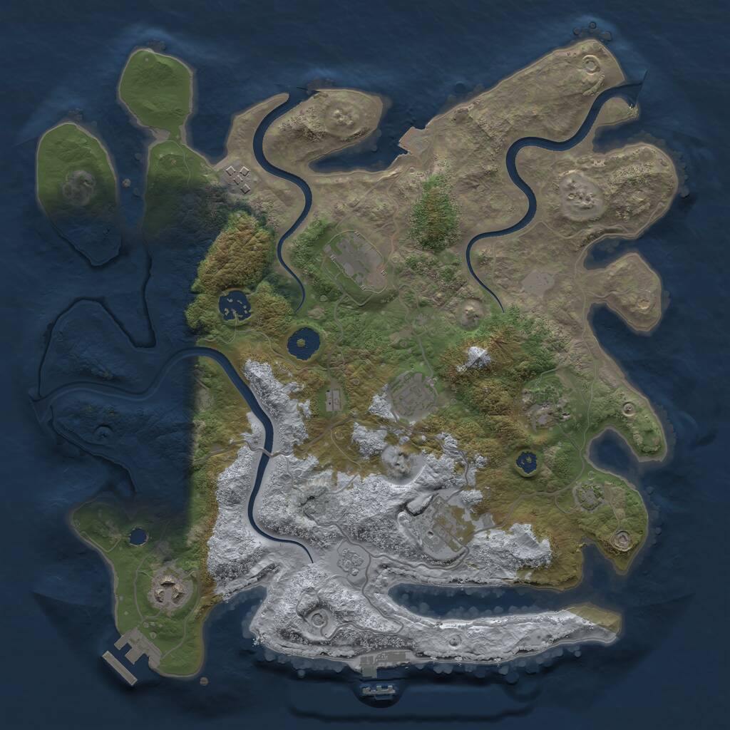 Rust Map: Procedural Map, Size: 3498, Seed: 1031865839, 13 Monuments