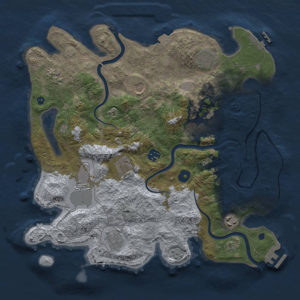 Rust Map: Procedural Map, Size: 3700, Seed: 1375732476, 16 Monuments