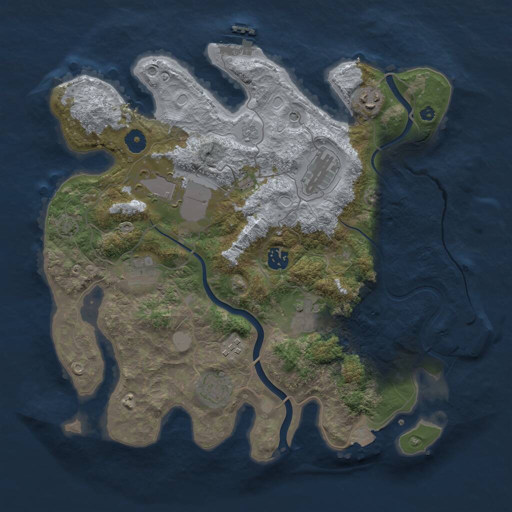 Rust Map: Procedural Map, Size: 3500, Seed: 1411784068, 14 Monuments