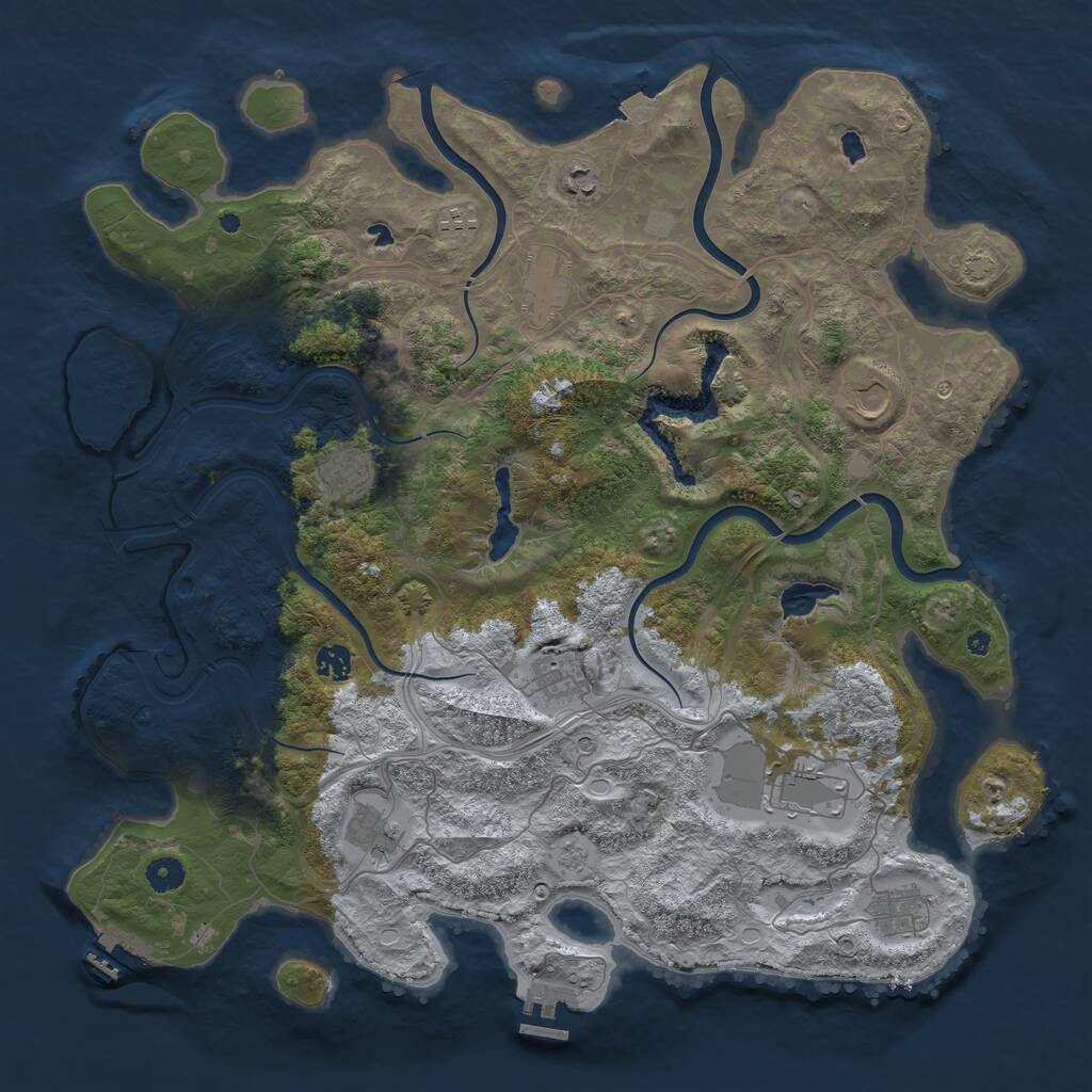 Rust Map: Procedural Map, Size: 4500, Seed: 715936655, 16 Monuments