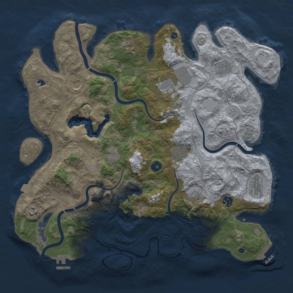 Rust Map: Procedural Map, Size: 4260, Seed: 2036079613, 17 Monuments