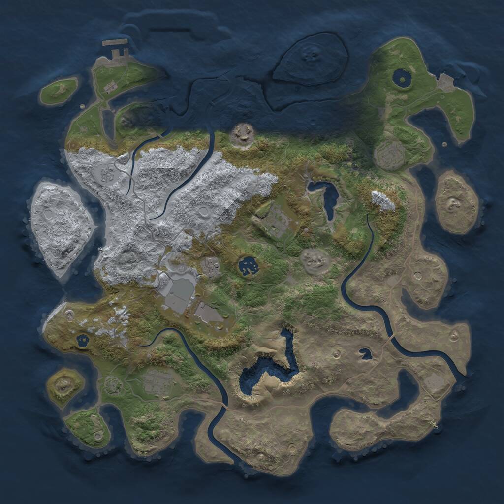 Rust Map: Procedural Map, Size: 4000, Seed: 247950055, 12 Monuments