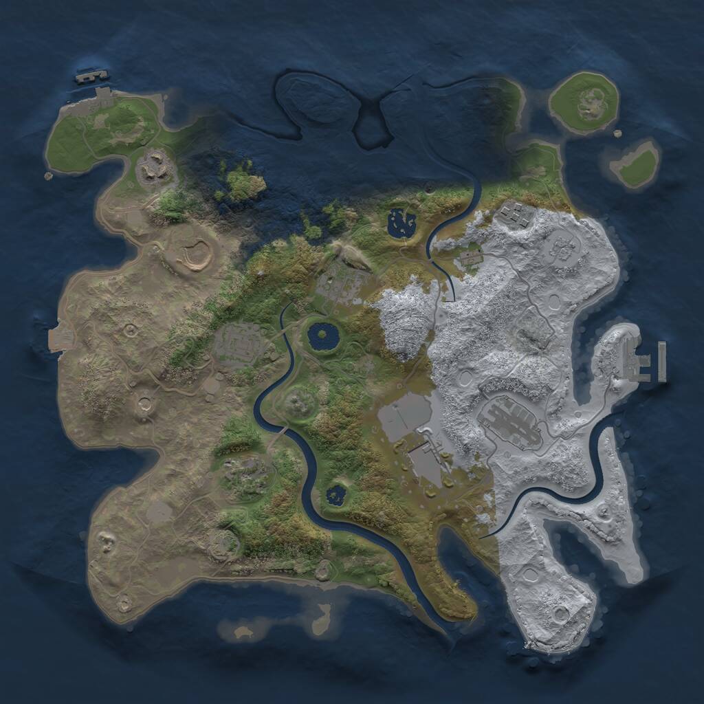 Rust Map: Procedural Map, Size: 3500, Seed: 1819680272, 15 Monuments