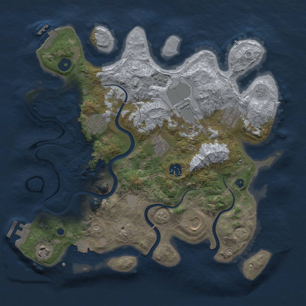 Rust Map: Procedural Map, Size: 3500, Seed: 81157, 14 Monuments