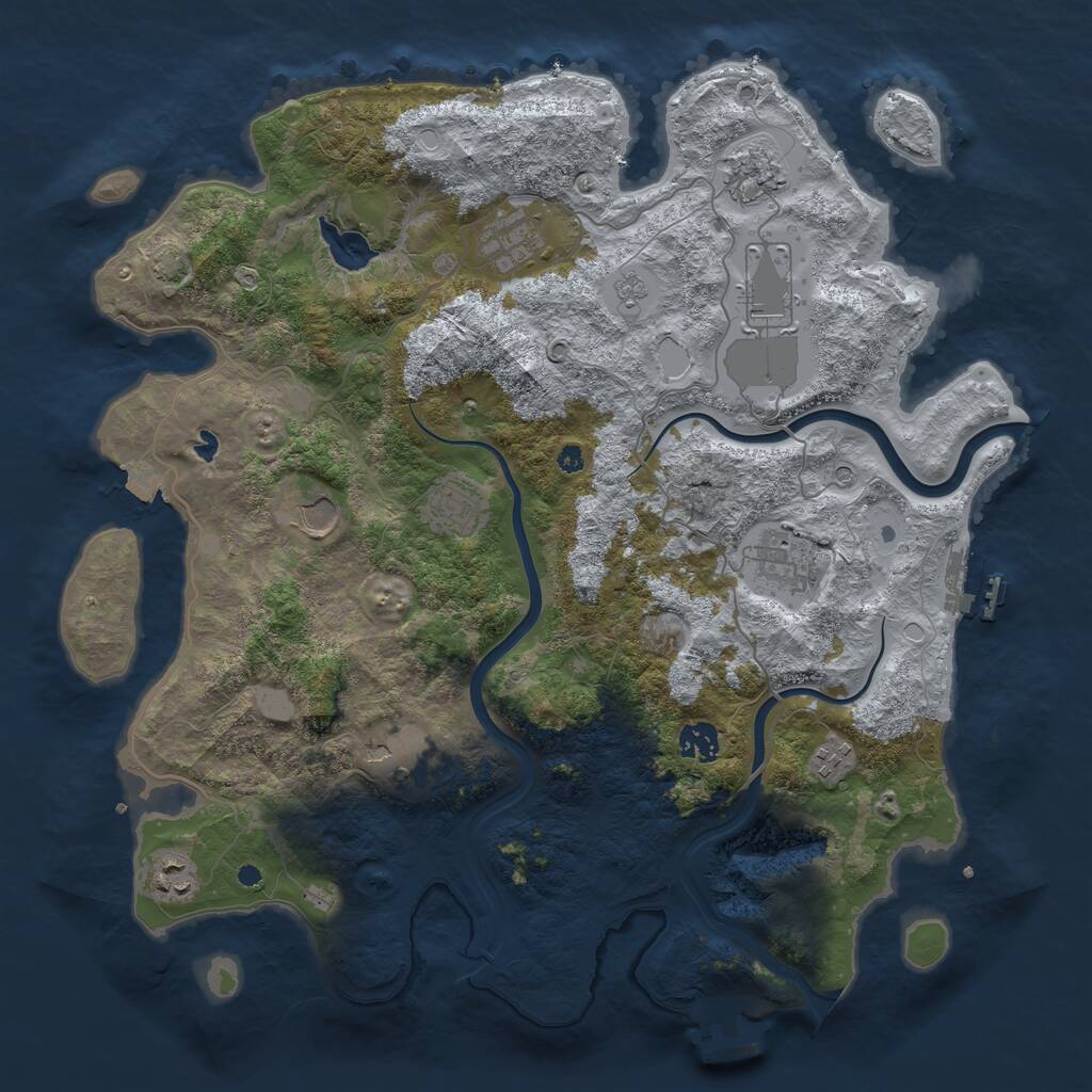 Rust Map: Procedural Map, Size: 4000, Seed: 1565481234, 16 Monuments