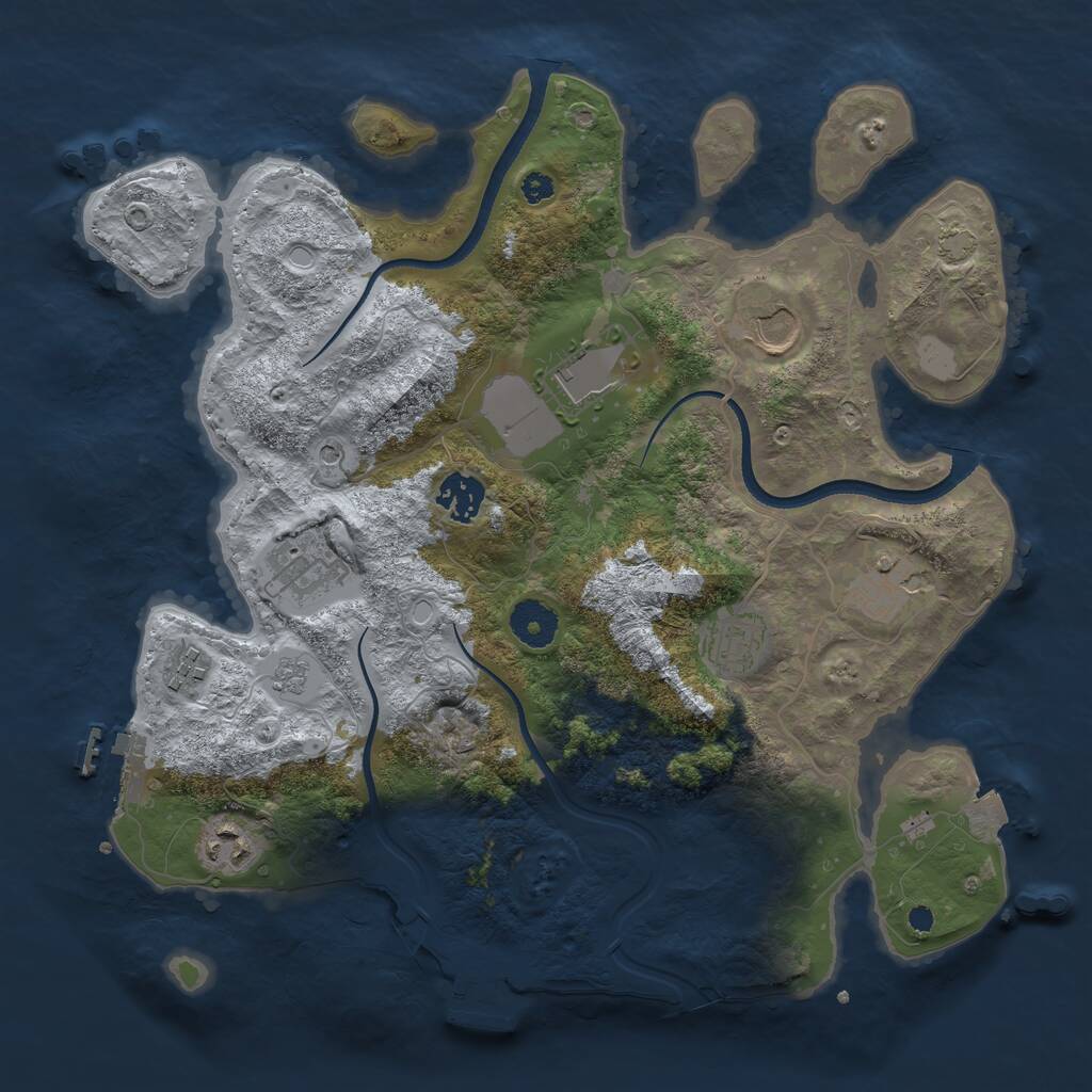 Rust Map: Procedural Map, Size: 3500, Seed: 521649735, 14 Monuments