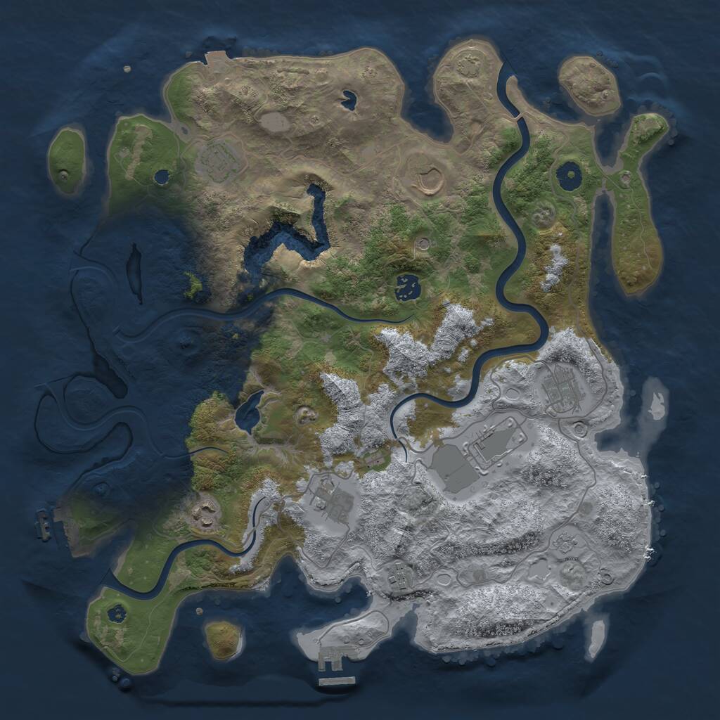 Rust Map: Procedural Map, Size: 4000, Seed: 37118, 14 Monuments