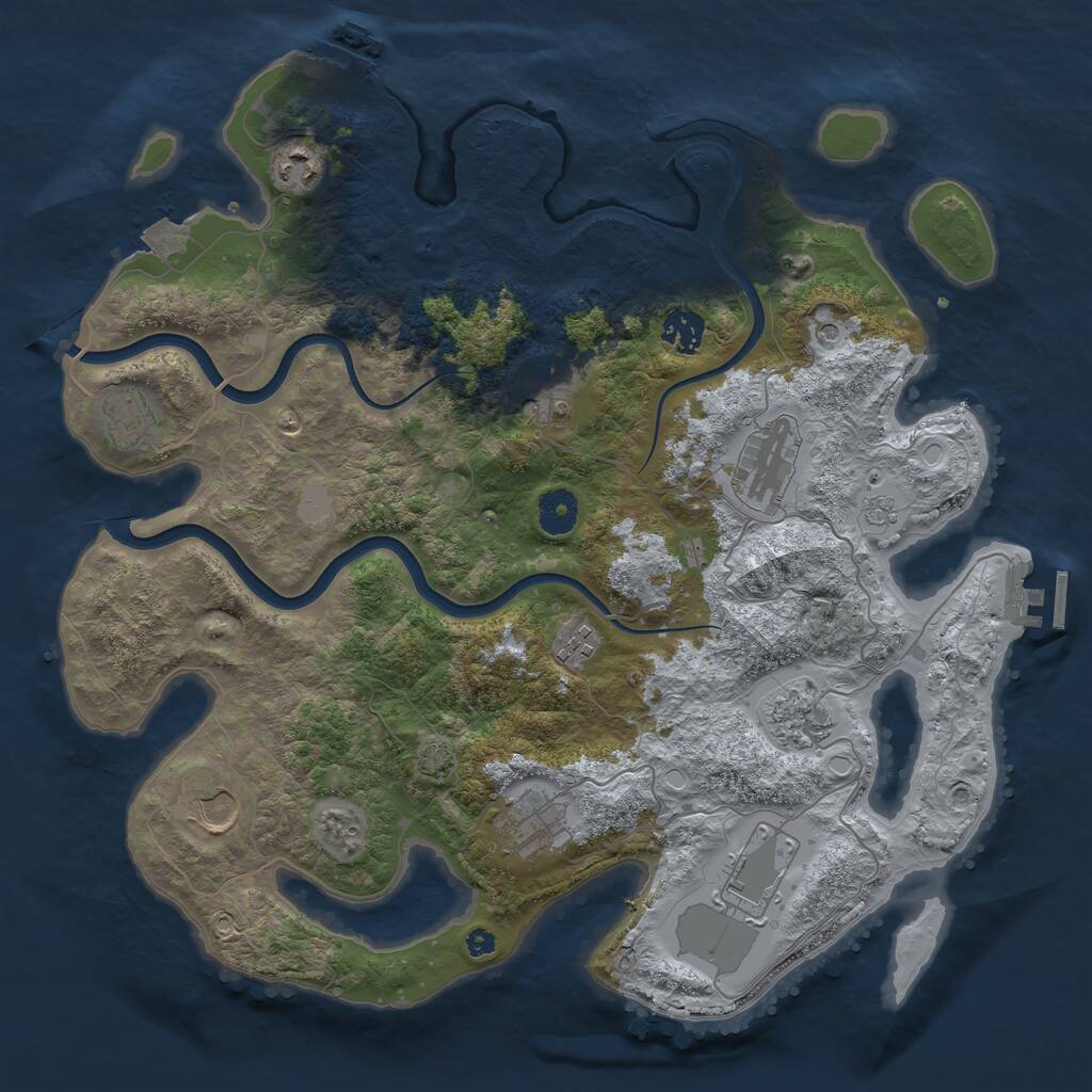 Rust Map: Procedural Map, Size: 3800, Seed: 1233939682, 16 Monuments