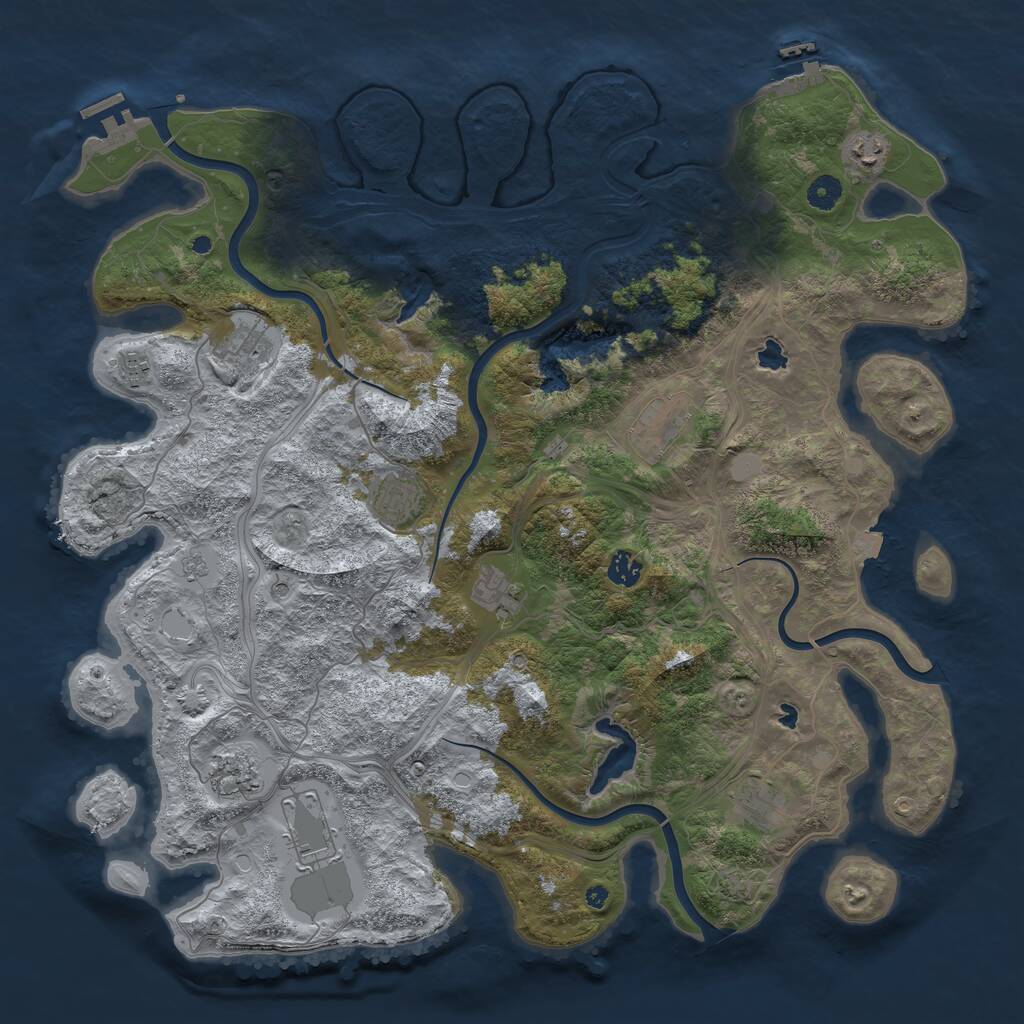 Rust Map: Procedural Map, Size: 4500, Seed: 443783152, 16 Monuments