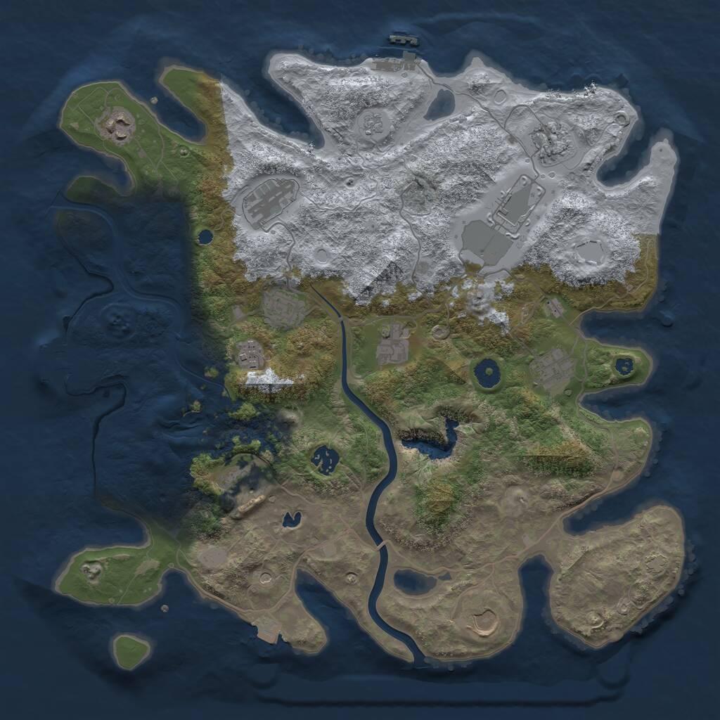 Rust Map: Procedural Map, Size: 4000, Seed: 846132601, 17 Monuments