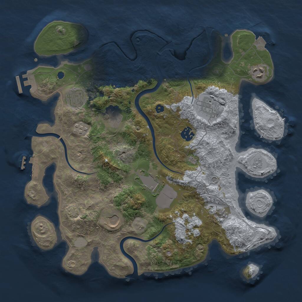Rust Map: Procedural Map, Size: 3500, Seed: 20403201, 15 Monuments