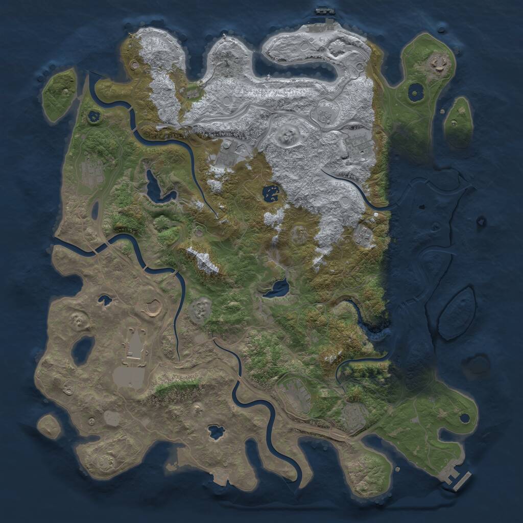 Rust Map: Procedural Map, Size: 4500, Seed: 1743750165, 16 Monuments