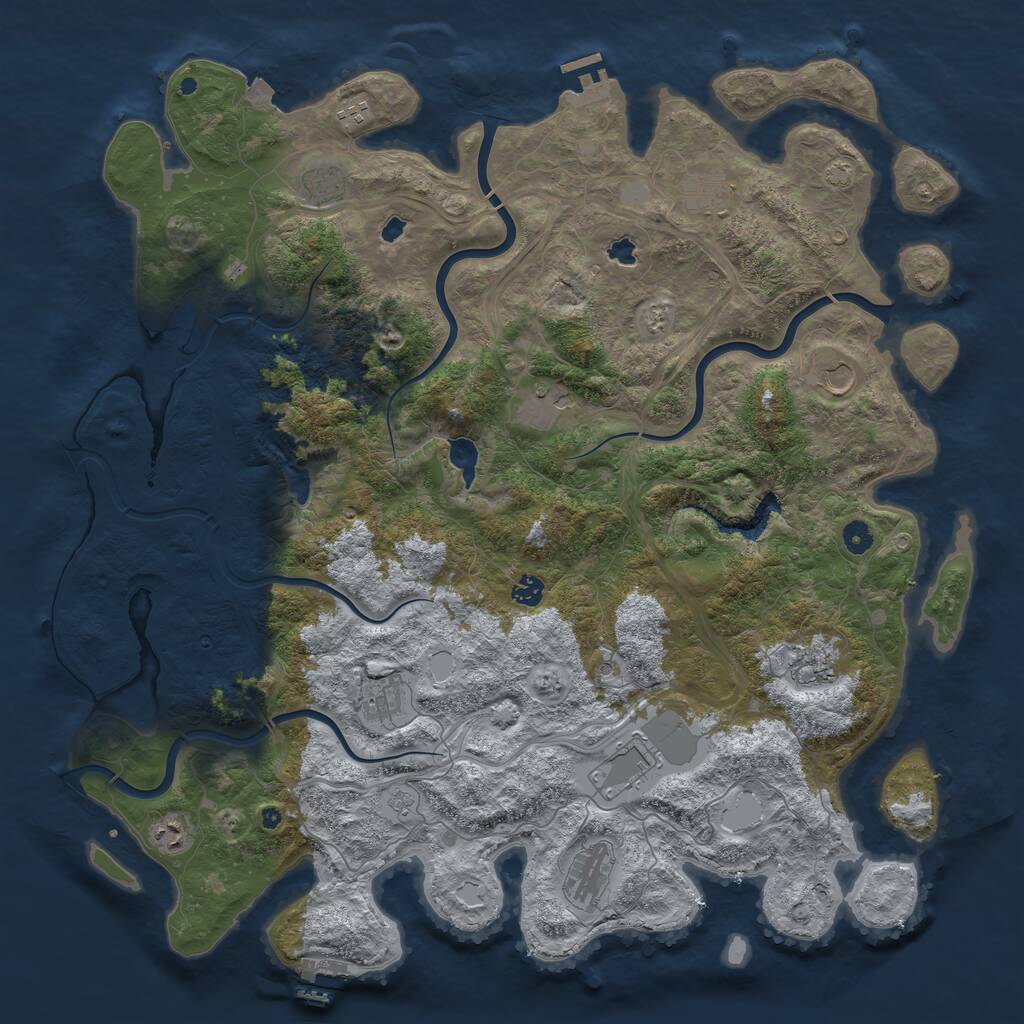 Rust Map: Procedural Map, Size: 4900, Seed: 675065874, 17 Monuments