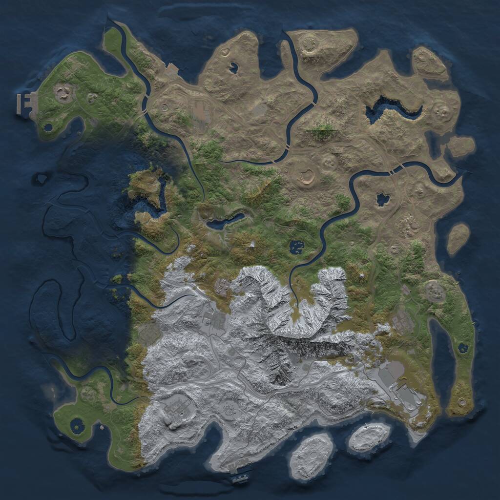 Rust Map: Procedural Map, Size: 5000, Seed: 1516203603, 17 Monuments