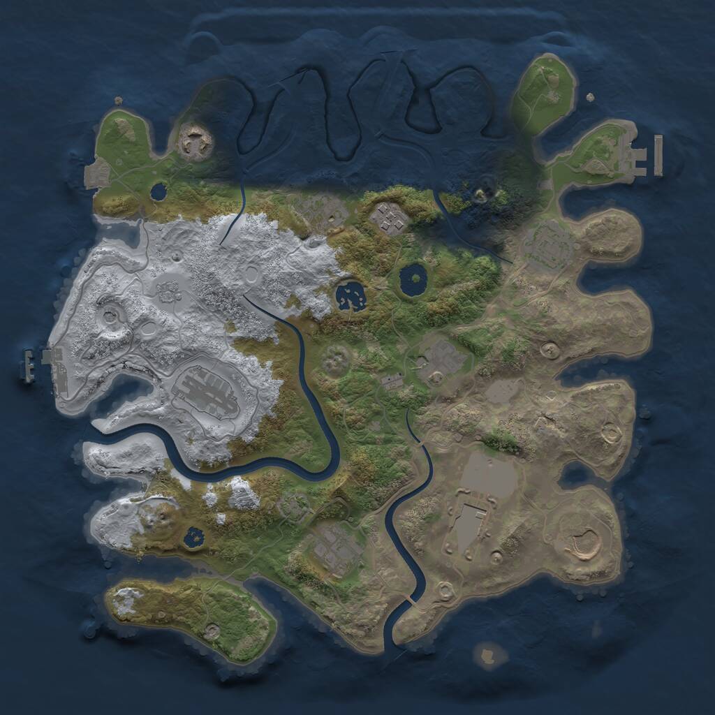 Rust Map: Procedural Map, Size: 3500, Seed: 682766810, 16 Monuments