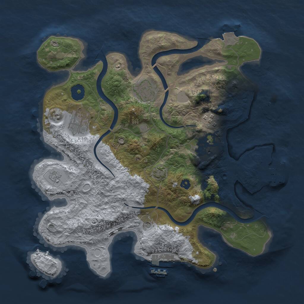 Rust Map: Procedural Map, Size: 3000, Seed: 1141954507, 10 Monuments