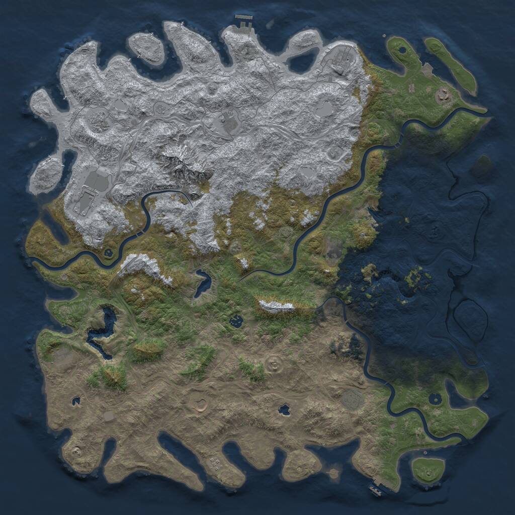 Rust Map: Procedural Map, Size: 6000, Seed: 457239416, 17 Monuments