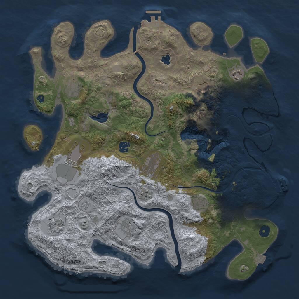 Rust Map: Procedural Map, Size: 4000, Seed: 1837123444, 16 Monuments