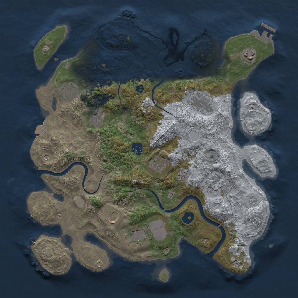 Rust Map: Procedural Map, Size: 3750, Seed: 377000526, 16 Monuments
