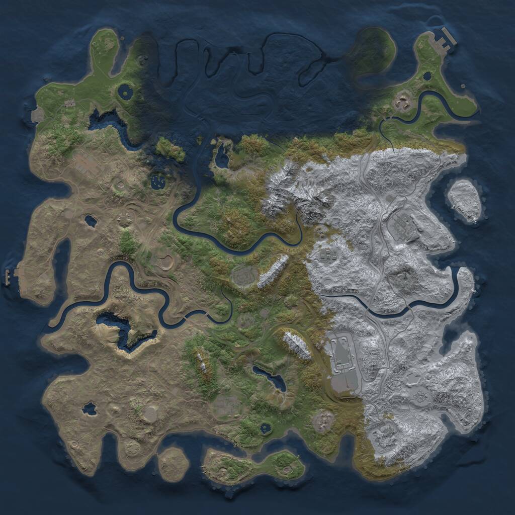 Rust Map: Procedural Map, Size: 5000, Seed: 1618421581, 16 Monuments