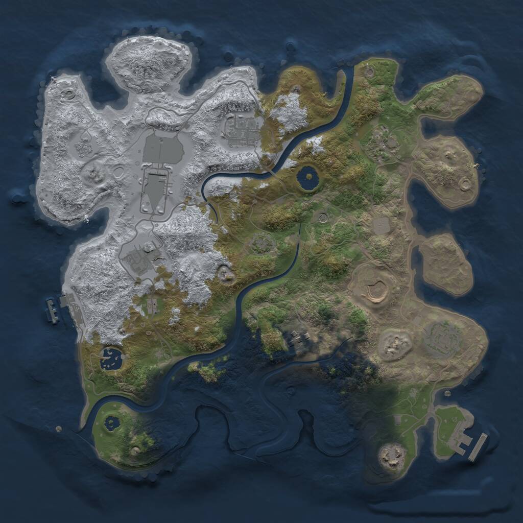 Rust Map: Procedural Map, Size: 3500, Seed: 9873543, 15 Monuments