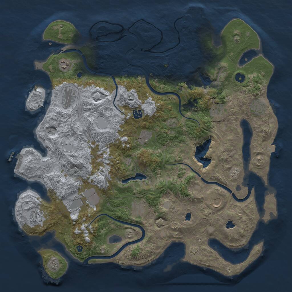 Rust Map: Procedural Map, Size: 4500, Seed: 928725266, 17 Monuments