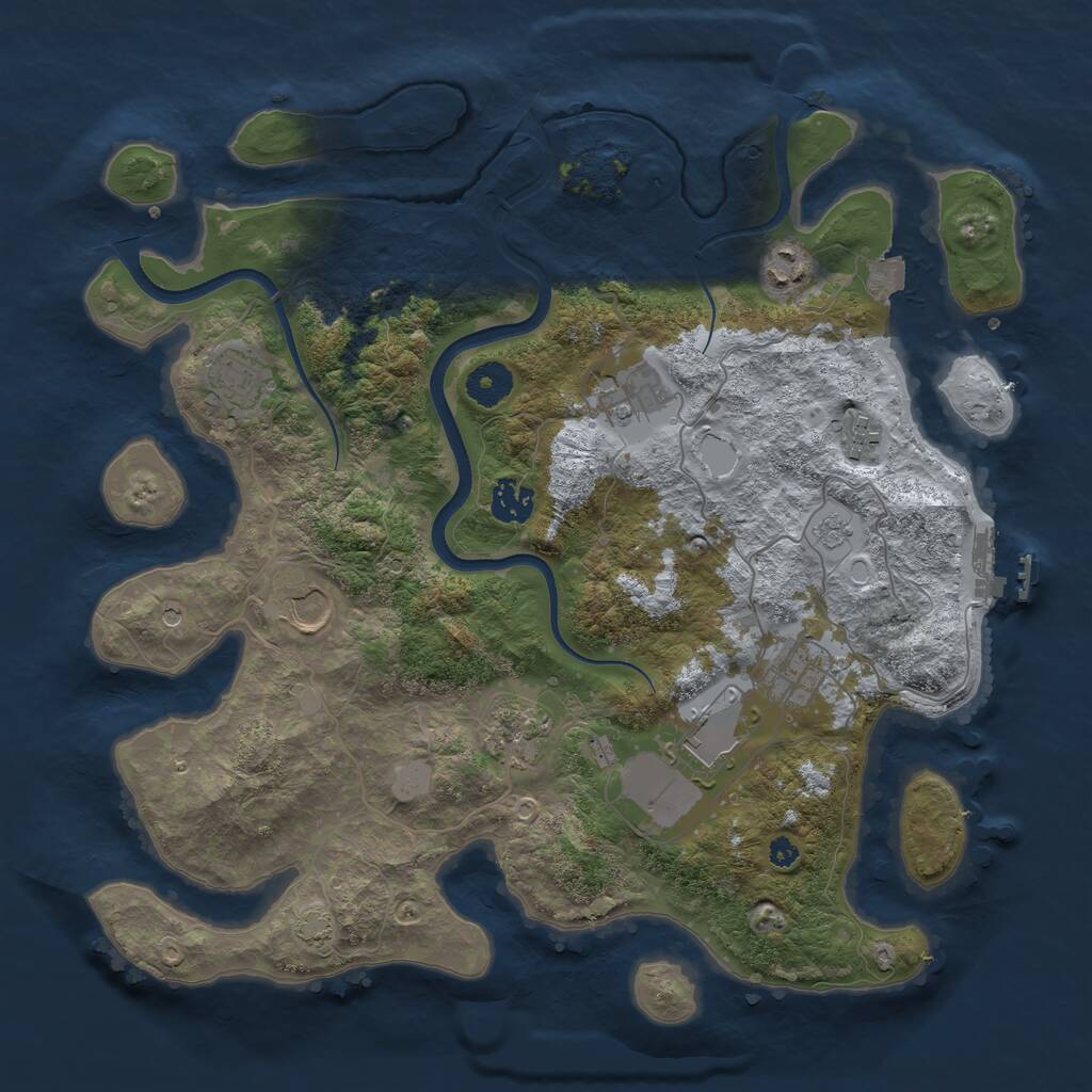 Rust Map: Procedural Map, Size: 3700, Seed: 242125257, 14 Monuments