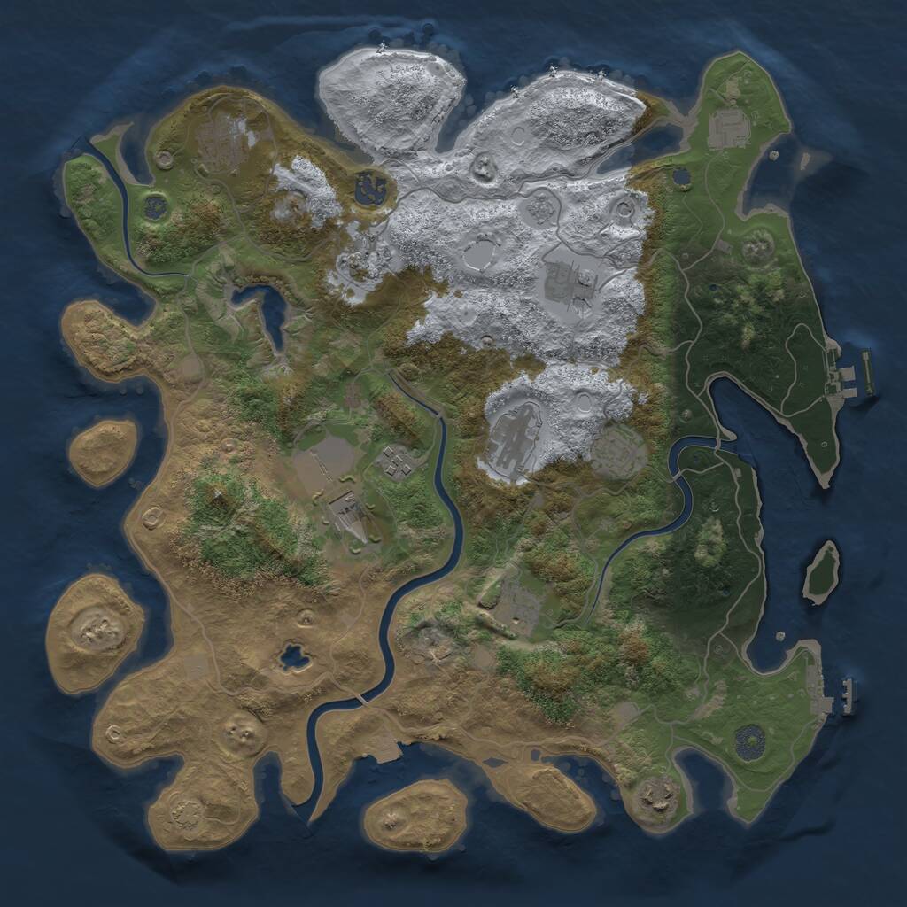 Rust Map: Procedural Map, Size: 4000, Seed: 1788566508, 18 Monuments