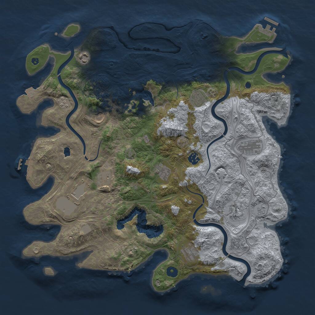 Rust Map: Procedural Map, Size: 4250, Seed: 421359756, 17 Monuments