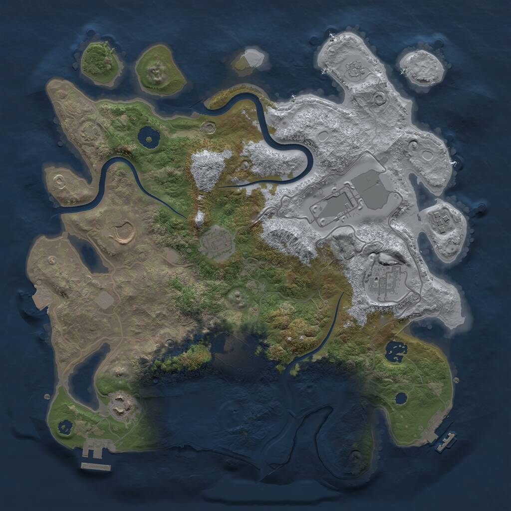 Rust Map: Procedural Map, Size: 3500, Seed: 33864, 14 Monuments