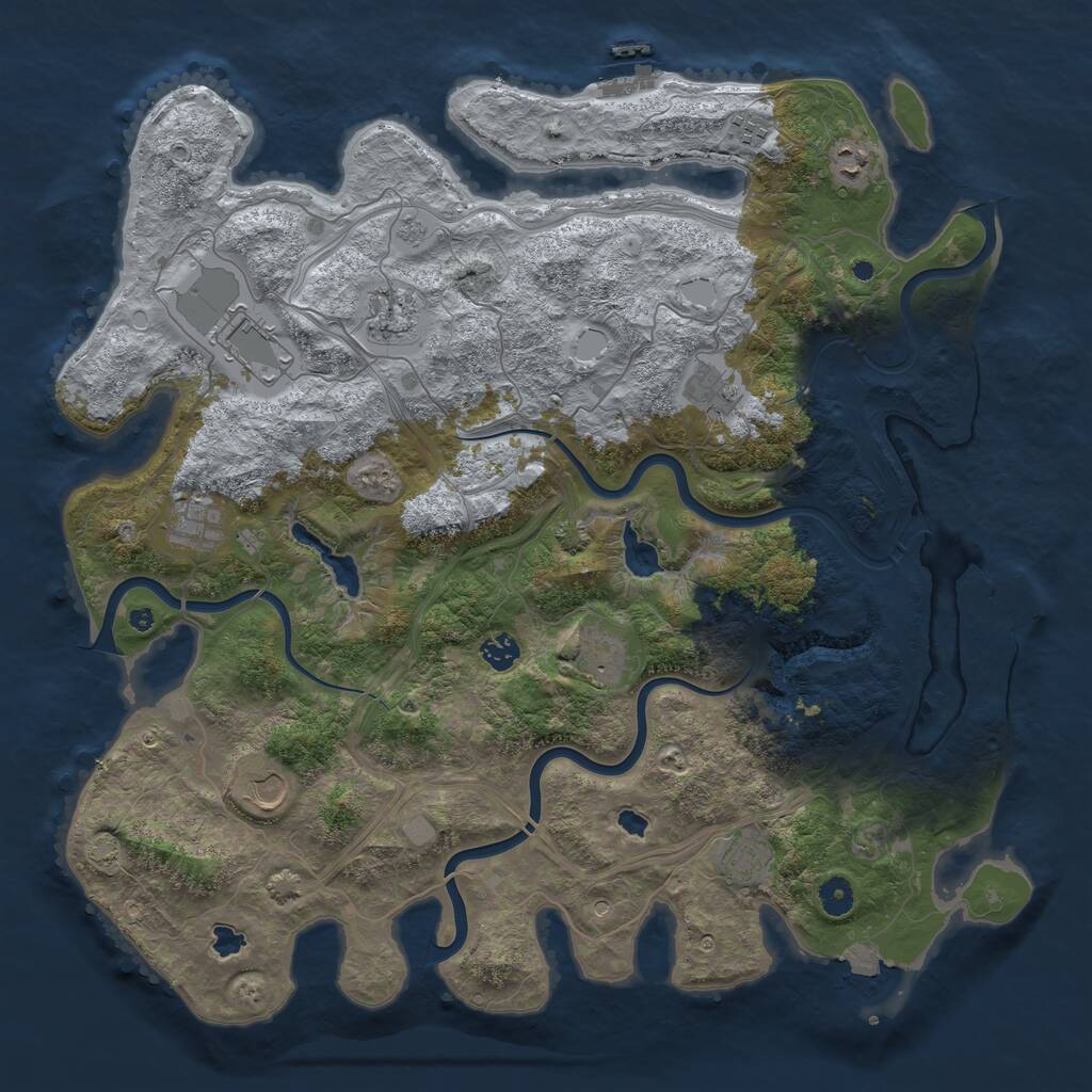 Rust Map: Procedural Map, Size: 4500, Seed: 11124, 16 Monuments