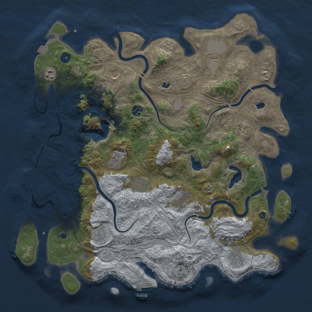 Rust Map: Procedural Map, Size: 4500, Seed: 2027999949, 17 Monuments