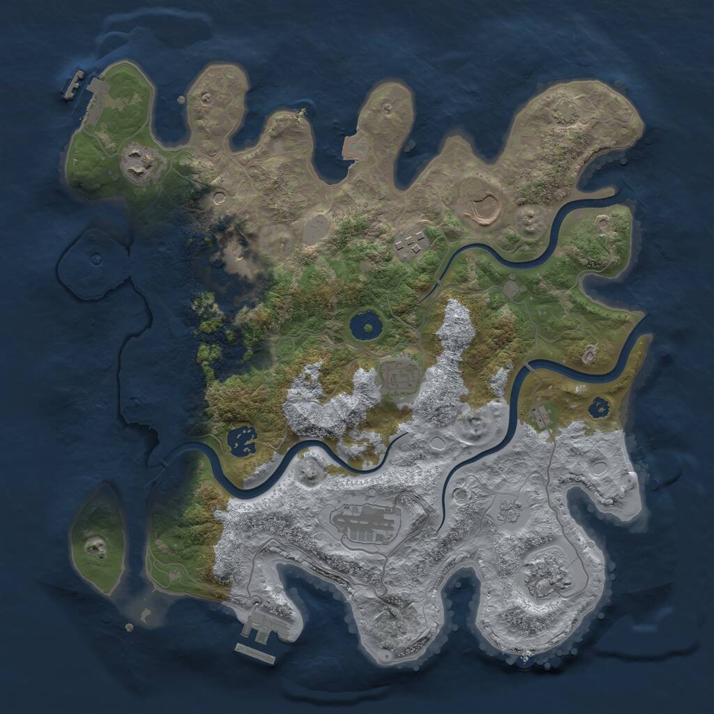Rust Map: Procedural Map, Size: 3500, Seed: 1871388706, 14 Monuments