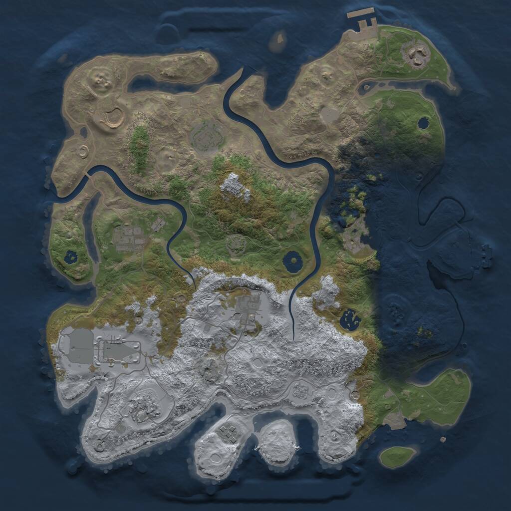 Rust Map: Procedural Map, Size: 3750, Seed: 232545500, 16 Monuments