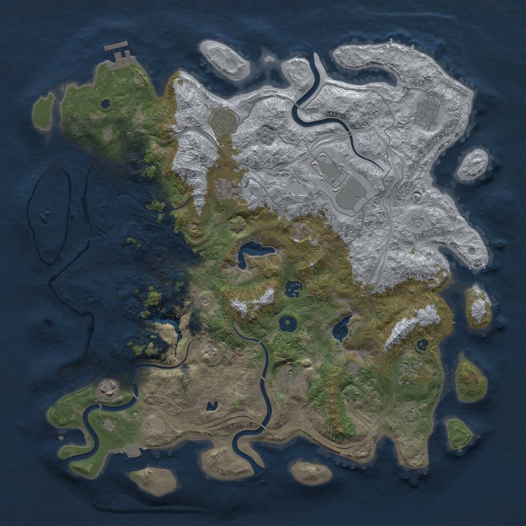 Rust Map: Procedural Map, Size: 4500, Seed: 1280070723, 14 Monuments