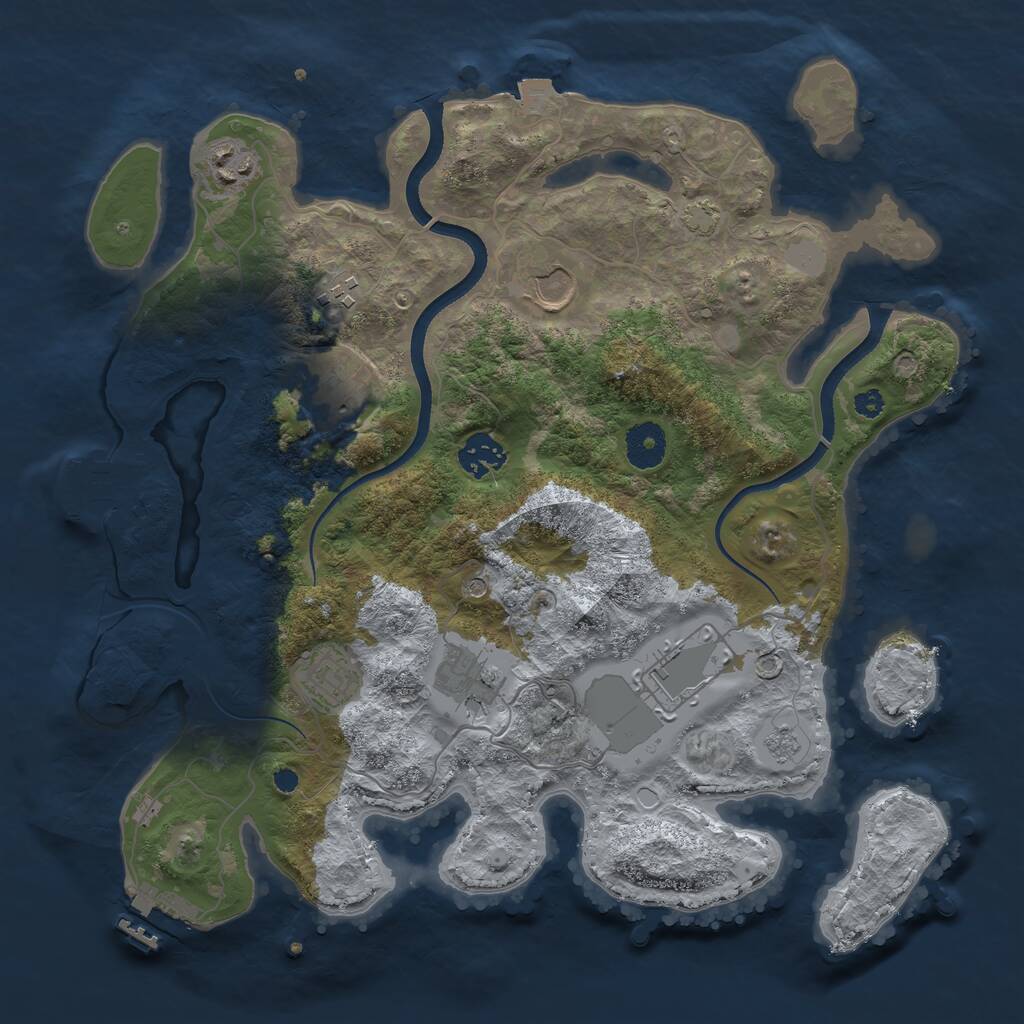 Rust Map: Procedural Map, Size: 3500, Seed: 591889892, 14 Monuments