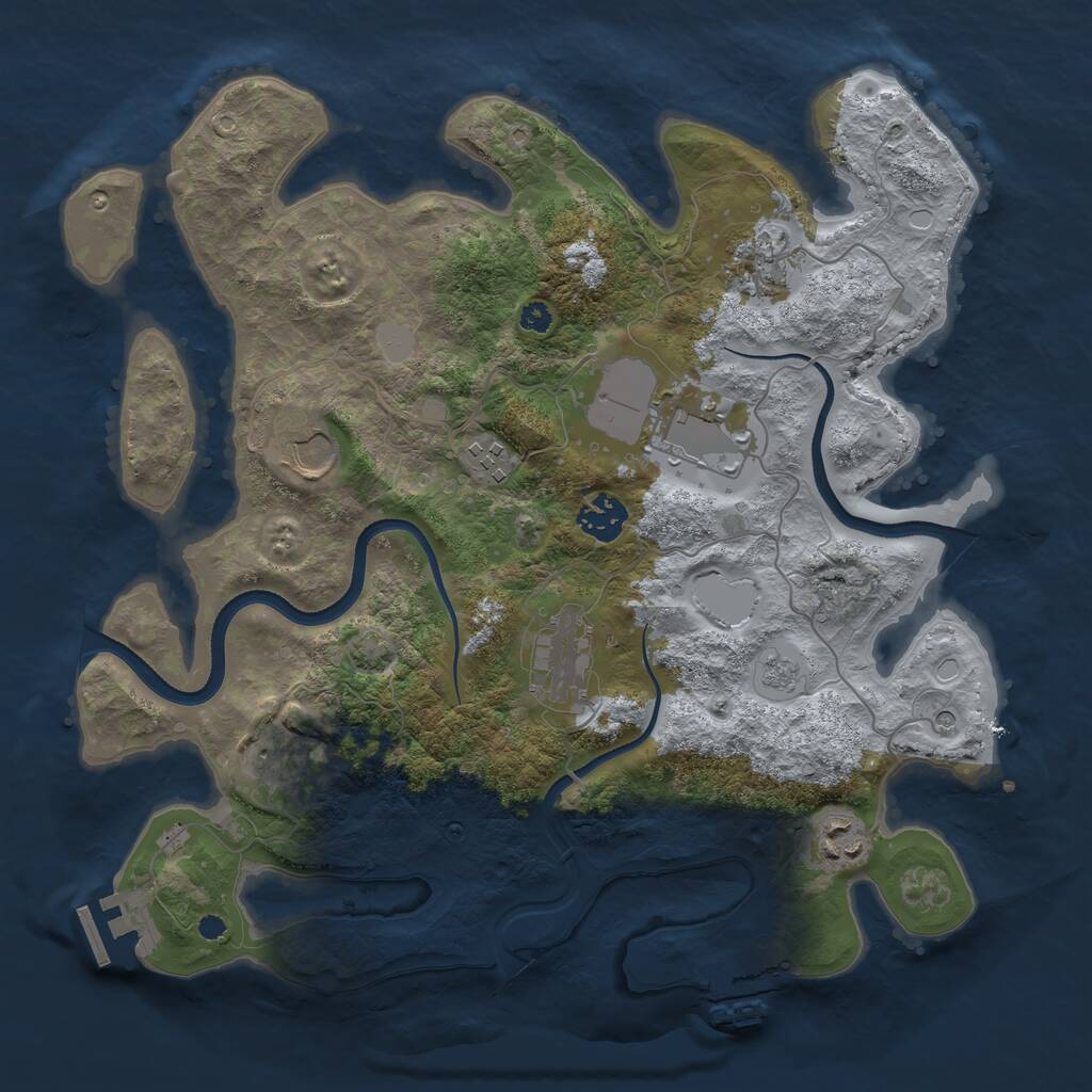 Rust Map: Procedural Map, Size: 3500, Seed: 961436630, 14 Monuments