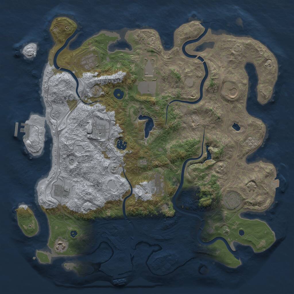 Rust Map: Procedural Map, Size: 4250, Seed: 1943383771, 16 Monuments